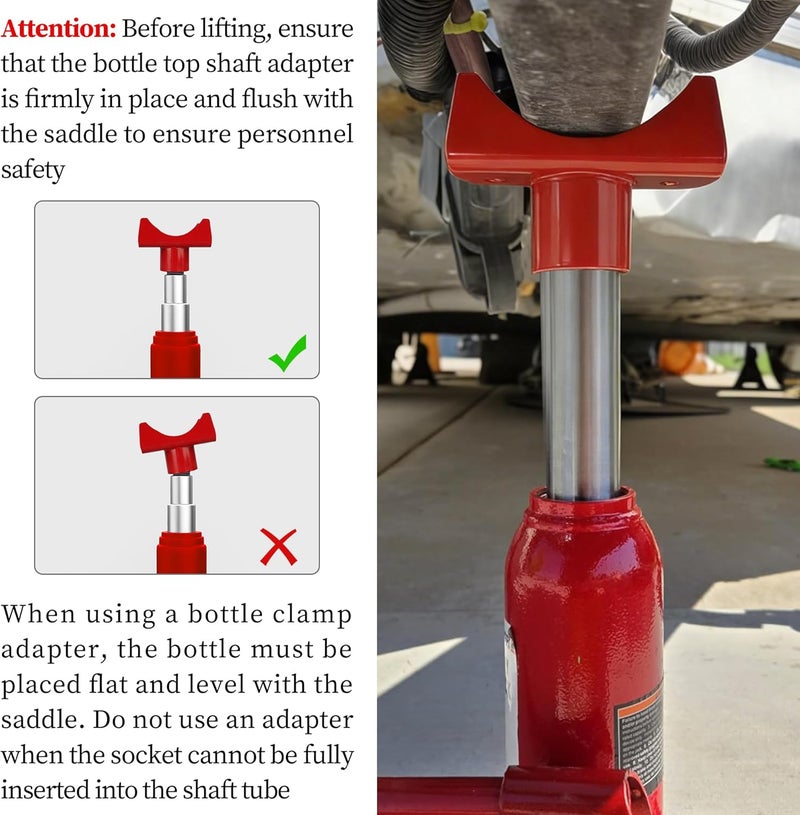 LVACODV Bottle Jack Adapters, Axle Saddle for 2", 3", 4" Round & 2" Square Tube, Bottle Jack Extension for RV Trailer, Within 1.5" Lifting Platform, Garage, Farm & Ranch (Red) - Image 5